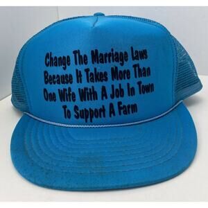Vintage “Change The Marriage Laws” Rope Mesh Trucker Farmer Snapback Hat Cap